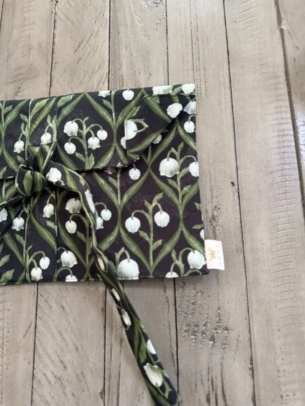 Agua by Agua Bendita Lily of the Valley Pouch Green Black Floral
